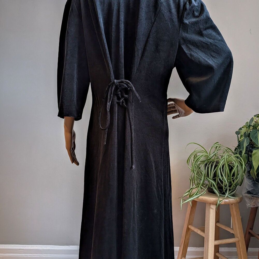 Vintage 90s Ultra Velvet Maxi Dress Lace Collar Wednesday Adams Plus Size 18W - Picture 10 of 11